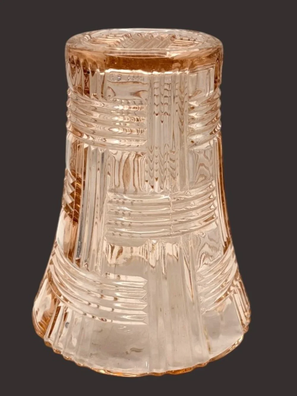 Vintage Anchor Hocking Petal Pink Basket Weave Glass Vase 7